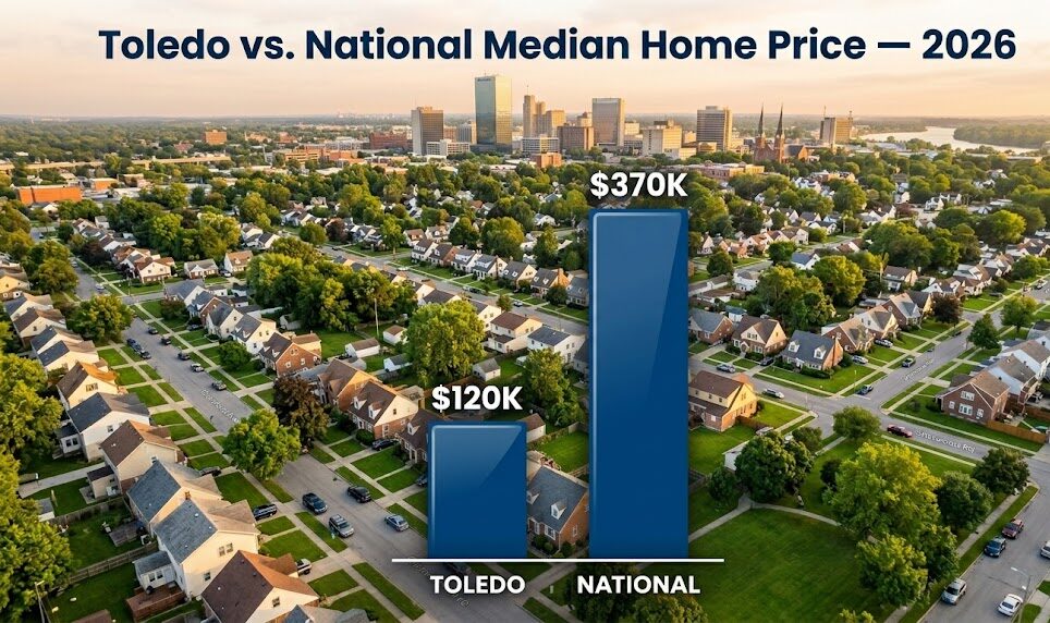 Toledo median home price compared to the U.S. national median