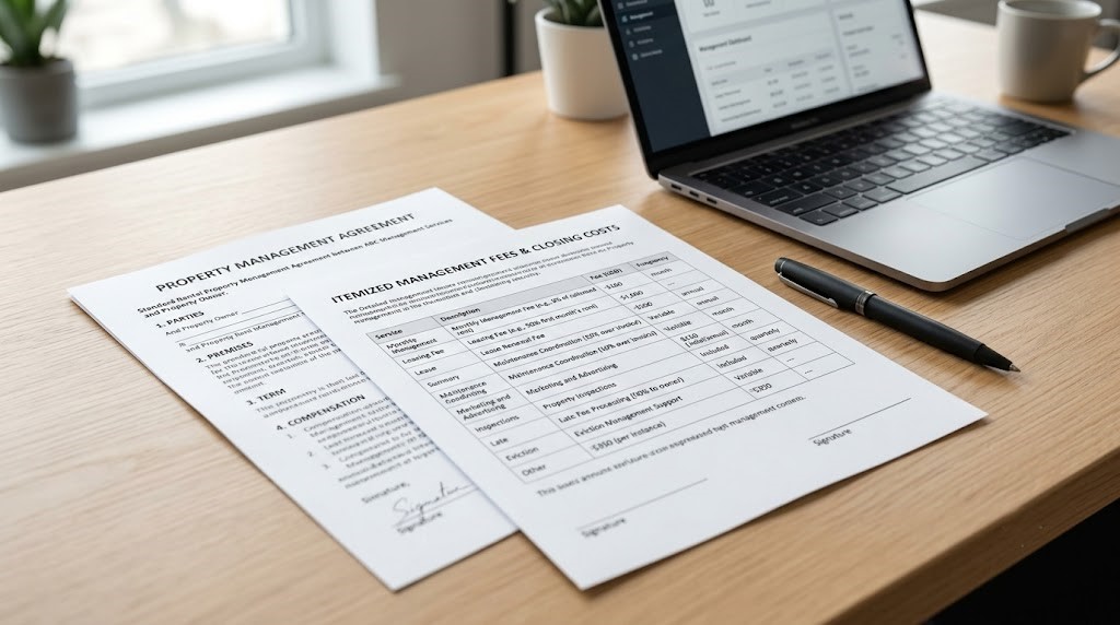 Property management fees Toledo shown as an itemized management agreement