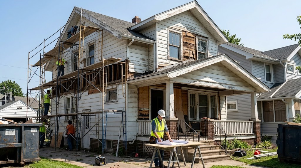 BRRRR strategy Toledo property mid-renovation during the rehab stage