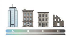 Toledo neighborhood classes for investors shown as an A to D property framework